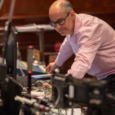 Jonathan operating the AV and live-mixing at the event itself